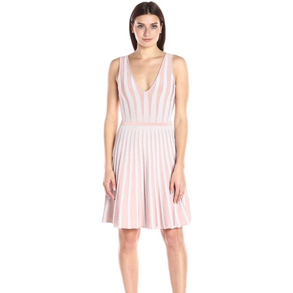 Guess Pink and White Striped Mini Dress